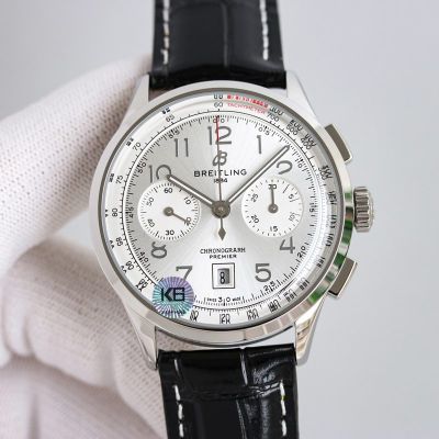 TW Factory Breitling Premier B01 Chrnograph 316L Steel 42mm Asia 7750 Movement Black Strap Watch